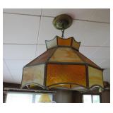 Vintage Slag Glass Hanging Lamp -15" W x 10" H