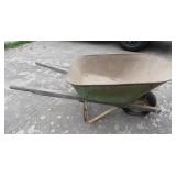 Vtg. Wooden Handled Wheelbarrow - Flat Tire