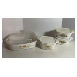 Four Vintage CorningWare Casseroles w/Lids