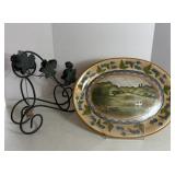 Country Scene Platter and Single Bottle Wine Rack