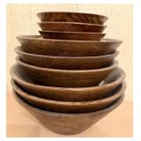 9 Quality Heirloom Oak Assorted Sized Bowl
