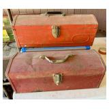 Two Vintage Metal Toolboxes w/Pull Out Top Trays