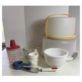 Cake Carriers, Measuring Cups & Spouted Bowl