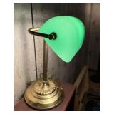 Vintage Green Glass Desk Lamp