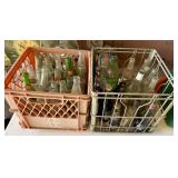 Two Vtg. Milk Crates Full of Old Soda Pop Bottles