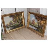 Two Oil on Canvas Lake Scene Paintings