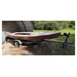 Vintage Sailboat Hull with Trailer - NOTE