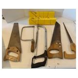 Five Handsaws and a Miter Box