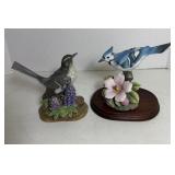 Two Mockingbird and Blue Jay Bird Figures