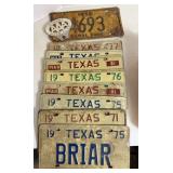 Nine Vintage Texas License Plates - NOTE