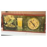 Vintage Lighted Metal Beer Clock - Untested - NOTE