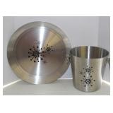 Vtg Spun Aluminum Wine Ice Bucket and Tray