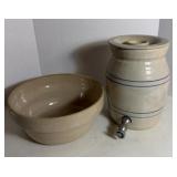 Stoneware Beverage Dispenser and Large Bowl