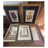 Collection Of Five Framed Floral Prints