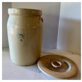 Vintage Dallas Love Field 4 Gallon Lidded Crock