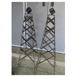 Two Rustic Metal Oil Derrick Yard Decor - 41"