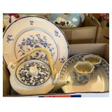 Asian Blue & White Tea Set, Bowl and Plate