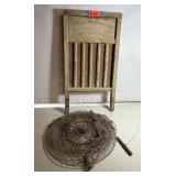 Vintage Washboard and Wire Vegetable Basket
