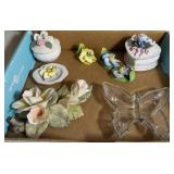 Eight Porcelain and Glass Vintage Collectibles