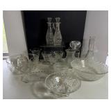 16 Pieces Clear Vtg. Glassware Box Lot