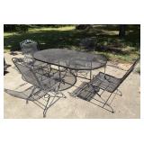 Vintage Wrought Iron Patio Table and 6 Chairs
