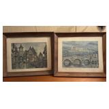 Two Vtg. Handcolored Prints by Maurice Legendre