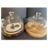 Two Vintage Teakwood Cheese Boards w/Dome Lids