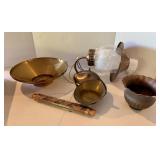 Wall Lantern and Brass Bowls