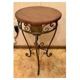 Modern Wrought Iron w/Wood Top Side Table - 24x15"