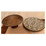Quality Heirloom Oak Fruit Bowl & Glass Platter