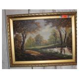 Vintage Waterscape Oil Painting - 31x24