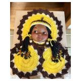 Vintage Doll Face Crochet Pot Holders 1970