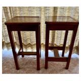 Two All-Wood Sturdy Parquet Design 26" Stools