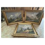 Three "Mountain" Landscape Oil Paintings Signed