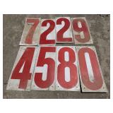 Eight Large Metal Red Number Panel