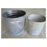 Two Galvanize Metal Pails - 13x13 and 11x10"