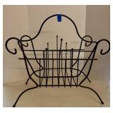 Large Vintage Wrought Iron Magazine Rack