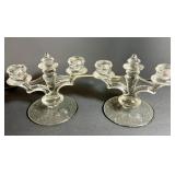 Two Vtg. Tiffin Franciscan Webwing Candelabras