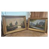 Two Scenic Oil Paintings By Same Artist
