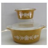 2 Vtg Pyrex Golden Butterfly Cinderella Casseroles