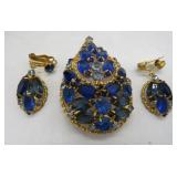 Beautiful Vtg. Rhineston Brooch and Earrings Set