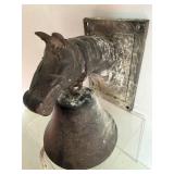Vtg. Tarnished Brass Horse Head Bell