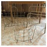 Three Vintage Gold Metal Magazine Racks