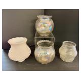 Four Vintage Lamp Shade and Vases
