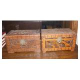 Two Vintage Carved Camphor Wood Small Chests