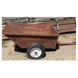 Rusty Old Pull-Behin Steel Lawn Cart - Bad Wheels