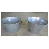Two Galvanized Metal Pails 15x10.5" and 15x9"