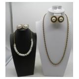 Two Vtg Gold-Toned Necklace and Earring Sets