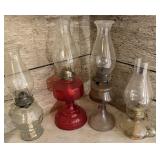 Four Vintage Assorted Oil Lamps