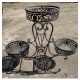 Vintage Wrought Iron 3-Pot Plant Stand